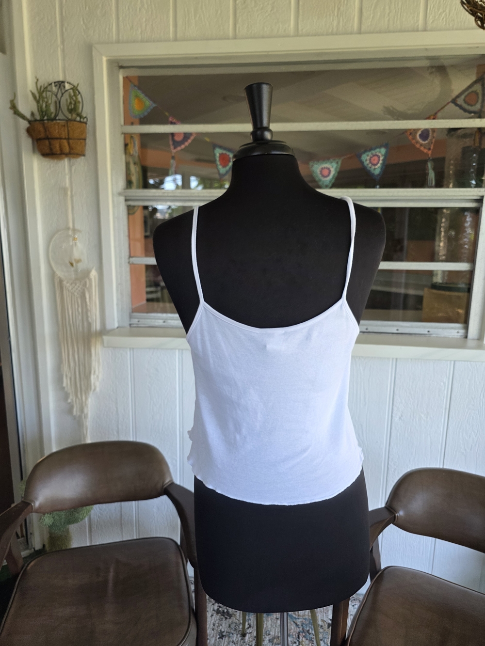 Vintage White Corset Tank Venus L Y2K Hook-Front Spaghetti Strap Tank Top - Picture 3 of 11